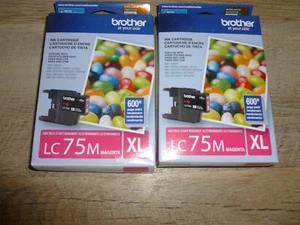 Cartucho de tinta magenta genuino Brother LC75M serie XL de alto rendimiento (incluye 2) Nuevo - Imagen 1 de 1