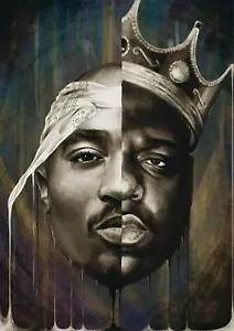 BIGGIE SMALLS AND TUPAC 2PAC 20X30 INCH CANVAS WALL ART COVERING HOME DECOR - Picture 1 of 1
