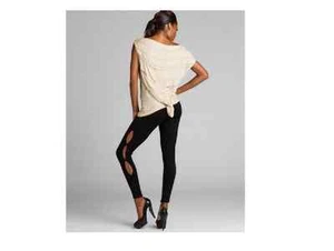 $132 NWOT Robert Rodriguez Black Open-Side Leggings pants trousers US 6 Medium - Picture 1 of 4