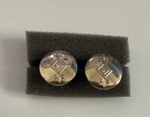 Vintage Manschettenknöpfe goldfarben mit Art Deco Design & Strass Akzent - Bild 1 von 4