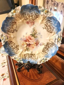 R.S Prussia Rose Cake Plate Charger - Picture 1 of 5