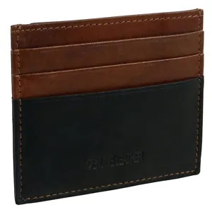 Black & Brown Leather Credit Card Holder by Oakridge - Picture 1 of 2