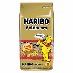 Haribo Gummy Bears Goldbears Candy - 125 Mini Bags Individually Wrapp - Picture 1 of 2