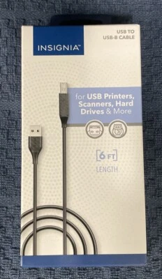 USB to USB-B Cable Black USB Printers, Scanners Hard Drives & More Insignia 6Ft - Image 1 of 2