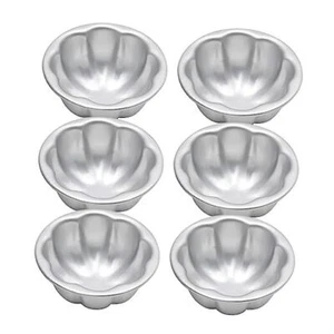6 Pcs Egg Tart Molds Aluminum Alloy Cake Tartlets Baking Tool Flower Shape Non - Picture 1 of 8