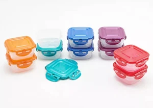 LocknLock Set of 10 Multi-Color Mini Square Food Storage Set 4 x 4 x 2  K68885 - Picture 1 of 1