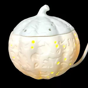PartyLite Scentglow Glowing White Pumpkin Electric Ceramic Wax Warmer P92554A - Picture 1 of 14