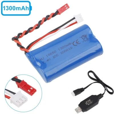 7,4V 1300mAh 15C 2S Akku JST-Stecker mit USB-Ladegerät für RC Car Auto Boot - Bild 1 von 4