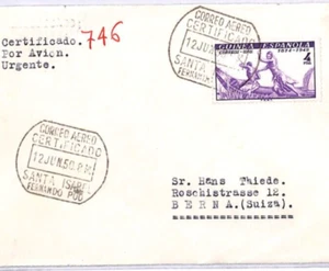 Spain Cols SPANISH GUINEA Air 1949 *UPU* 4p HIGH VALUE Cover 1950 Bern YT317 - Picture 1 of 12