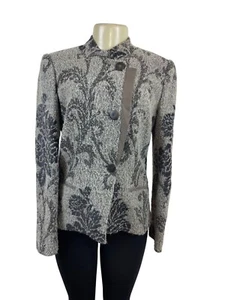 Armani Collezioni Black & Grey Floral Patterned Womens Long-Sleeve Blazer Jacket - Picture 1 of 9
