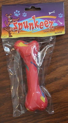 Spunkeez Hueso de Goma 5" Perro Cachorro Mascota Jugar Buscar Dentición Juguete ROJO Horas de Diversión Foto 1 de 3