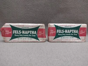 Jabón para barra de lavandería Fels-Naptha 6,5 oz sin abrir lote de 2 envoltorios de papel anteriores a 1970 #7 - Imagen 1 de 8