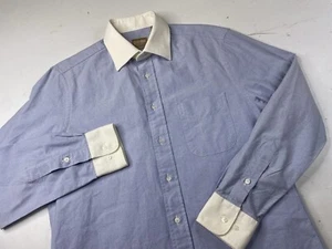 Gitman Bros Blue Oxford Cloth Button Down Shirt Mens 16/35 Tailored Fit Contrast - Picture 1 of 8