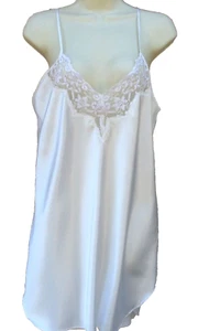 Private Luxuries Chemise Nightgown Slip Womens M White Satin Lace Bridal Wedding - Picture 1 of 8