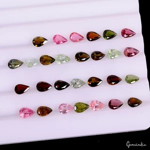 9.50 Ct/28Pcs Natural Untreated Multi Color Tourmaline Pear Calibrated 6x4mm Gem - Picture 1 of 8