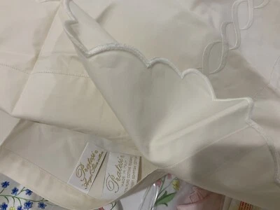 $700 Pratesi Italia NUEVO CON ETIQUETAS (1) Euro Sham Cadena Bordada Marfil/Marfil Piel de Ángel Foto 1 de 4