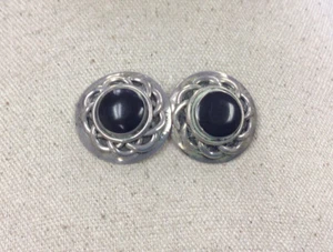 Vintage Sterling Silver 925 Chunky Black Onyx Earrings GG90 - Picture 1 of 3