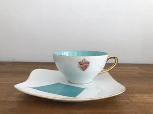 WESTMINSTER AUSTRALIA Retro Harlequin BLUE TEACUP/SAUCER Tennis SET #243 - Picture 1 of 18