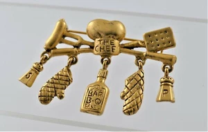 Vintage Danecraft Brosche Koch Grill Motiv Baumeln Charms - Bild 1 von 3