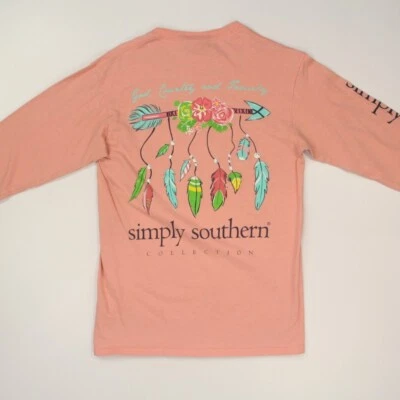 Simply Southern Mujer God Country Family Manga Larga T Talla Pequeña Rosa Gráfico Foto 1 de 4