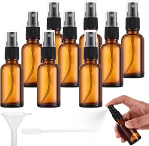 10er Set Braune Glas Sprühflaschen 30ml mit Trichter für Öle & Kosmetik - Bild 1 von 12