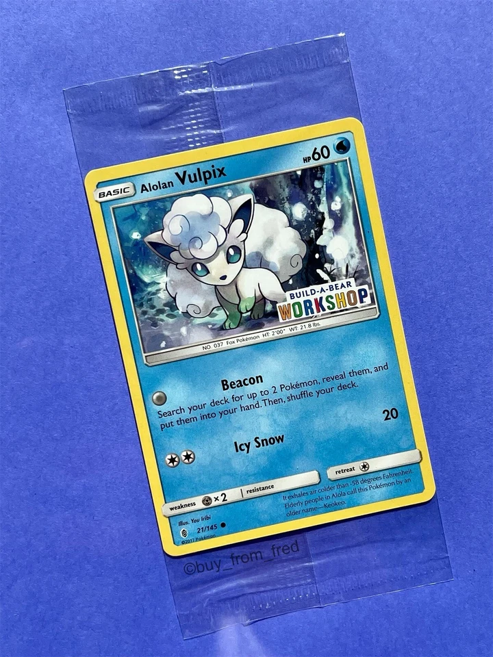 Build a Bear Pokemon Card Alolan Vulpix Promo Trading Card TCG SEALED NEW - Image 1 of 1