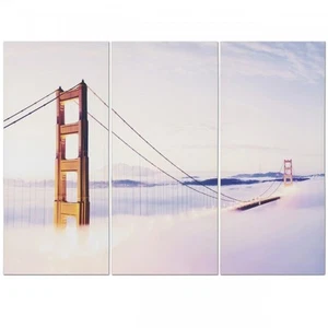 Imagen de lona tríptico puente Golden Gate - 3 paneles divididos Obras de arte H90 x W120 cm - Imagen 1 de 1