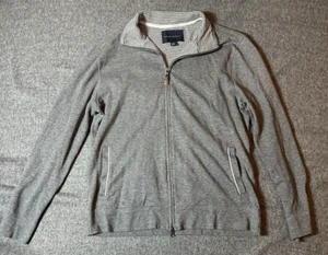 Banana Republic Sweater Mens Medium Gray Mock Neck Long Sleeve Knit Full Zip - Picture 1 of 7