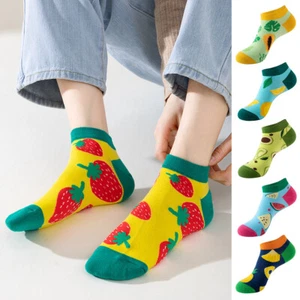Crew Socks Fruit Printed Foot Socks Sweat Absorption Hosiery Casual Cotton Socks - Foto 1 di 26