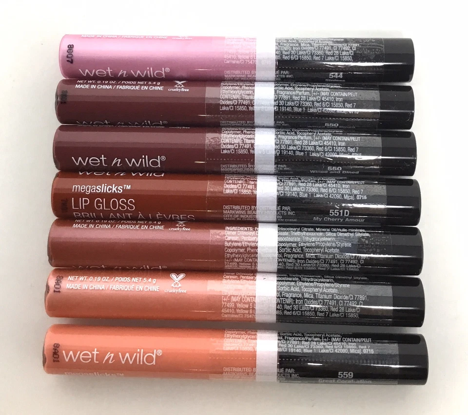 7-Pk Wet n Wild Megaslicks Lip Gloss, Assorted Colors-B *See Description (G4) - Image 1 of 1