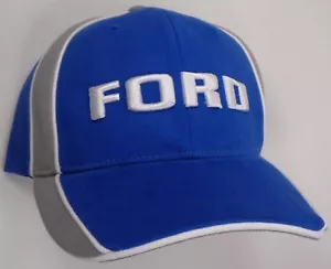 Gorra de sombrero con licencia Ford Texto azul gris acento blanco Piping CF G1833 - Imagen 1 de 2