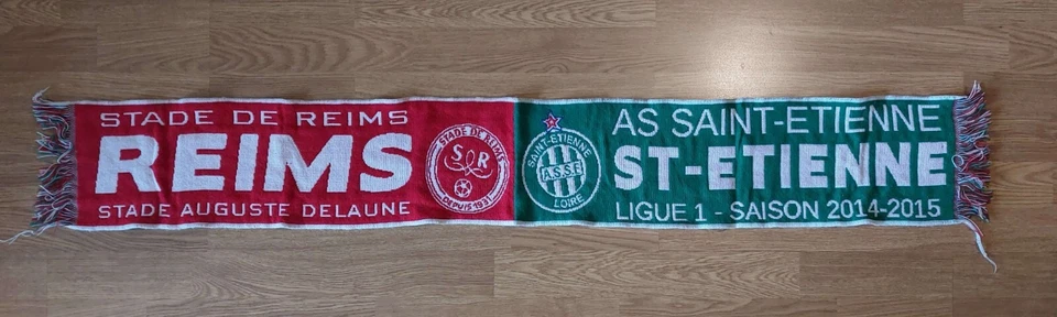 Écharpe Stade de Reims & ASSE Saint-Étienne - 2014/2015 - Ligue 1 - Photo 1/1