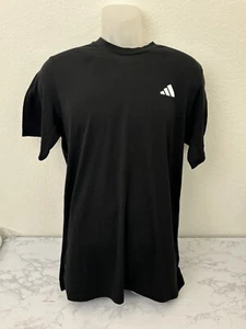 Adidas Mens Short Sleeve T-Shirt Black Sz Large L Used Designer Vacation Tee Y - Picture 1 of 5