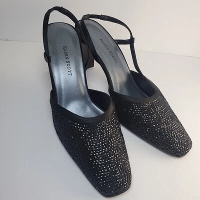 Karen Scott NUEVO SIN CAJA Mujer’s Fantasía Eslinga Trasera Brillante Tacones Boda Formal 8.5 Foto 1 de 4