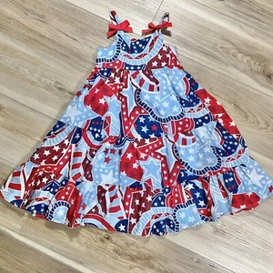 Gulli Dress Girls 5T Red Blue Rising Star Sleeveless Cotton Dress Americana USA - Picture 1 of 6