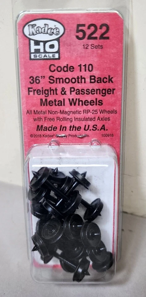 Kadee 522 Code 110 (.110") 36" Smooth-Back RP-25 Wheel Sets pack of 12 Model RR - Image 1 of 1