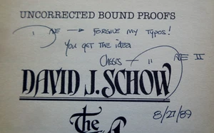 signed The Kill Riff by David J Schow Uncorrected Proof World Fantasy Convention - Imagen 1 de 5