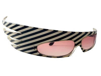 VINTAGE ULTRA RARE ALAIN MIKLI  " PLUME "  BLACK & WHITE SUNGLASSES 1988 - Image 1 of 4