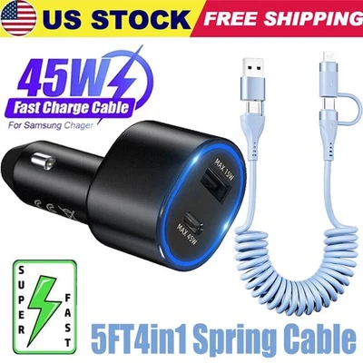 45W Super Fast Charging USB Type C Car Charger For Samsung iPhone Android Phone - Image 1 of 4