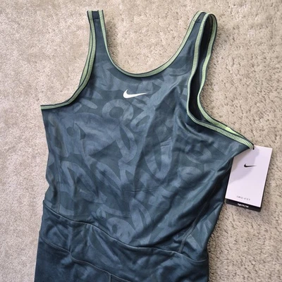 Nike Tennis Romper Sleeveless Racerback Green Women LT Performance Fitted Logo - Image 1 of 4