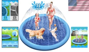 Multi-Functional 75in Splash Pad for Dogs - Outdoor Fountain & Bath Play Mat - Picture 1 of 8