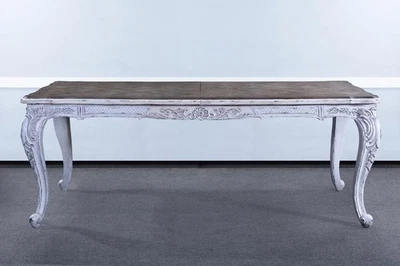 Mesa de comedor extensible estilo francés - blanca envejecida Foto 1 de 2