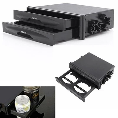 Coche Doble Din Radio Bolsillo Instalación Tablero Caja de Almacenamiento Portavasos Universal Foto 1 de 4