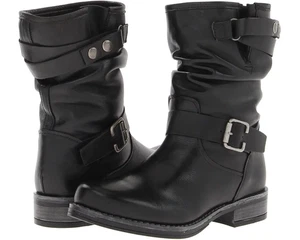 Eric Michael Gr. 39 Laguna halbhohe schwarze Lederstiefel Moto Pull On - Bild 1 von 10