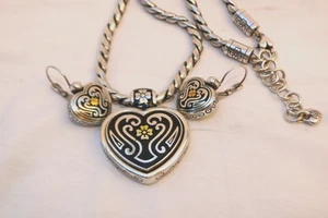 Set Brighton Esperanza Halskette & Ohrringe mit Hebelverschluss Silber, Gold & schwarzer Emaille - Bild 1 von 6