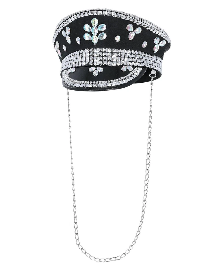 Sombrero de Capitán Smiffys Fever Deluxe Lentejuelas Tachonado, Negro Foto 1 de 1