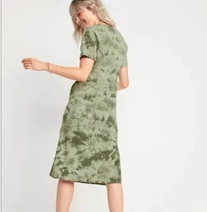 Old Navy speziell gefärbtes olivgrünes Baumwoll-Grunge-Kleid neu mit Etikett - Bild 1 von 7