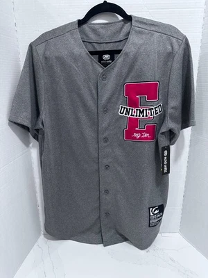 CAMISETA DE BÉISBOL ECKO UNLTD GRIS CON BORDADO ROJO “E” NUEVA CON ETIQUETAS MEDIANA Foto 1 de 4