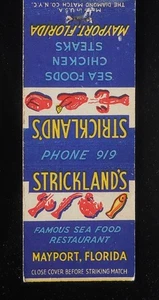 1940er Strickland's berühmtes Meeresfrüchte Restaurant Telefon 919 Mayport FL Duval Co MB - Bild 1 von 2