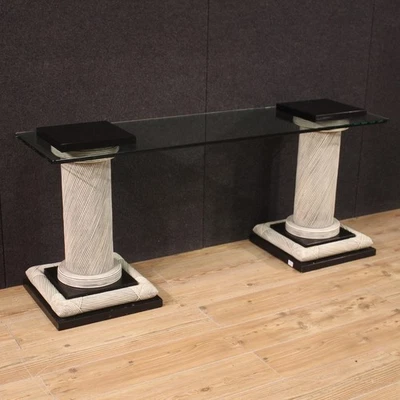 Console design mobile spagnolo tavolo vetro modernariato arredamento XX secolo - Immagine 1 di 4